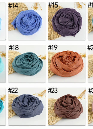 Muslim Cotton Linen Hijabs For Women Scarf Thin Plain Shawls Femme Musulman Soft Viscose Rayon Headscarf Islamic Turban Headband