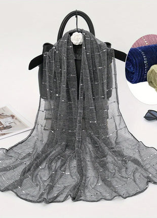 1PCS Spring and Autumn Women's High Elasticity sequin Chain Scarf, Wick Silk Long Scarf, Indian Scarf, Slide Silk Scarf