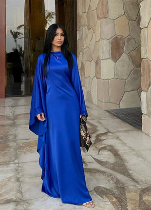 Eid Shiny Batwing Satin Abaya Dubai Luxury 2024 Muslim Abayas For Women Maxi Kaftan Dress Islamic Clothing Caftan Marocain Femme