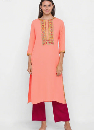 Muslim Dress Kurt Women's Fashionable And Elegant Slit hem Straight Tube Casual Kurtta Pattern Robe Abito Donna Musulmana