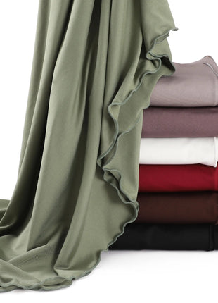 Luxury Wavy Edge Jersey Hijab for Women Solid Color Milk Silk Scarf Headscarf Autumn Shawl Stretchy Chiffon Scarf Ramanda