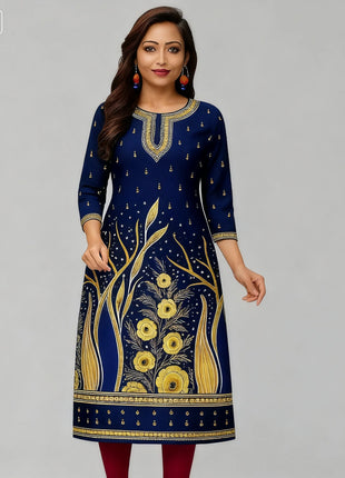 Muslim Dress Kurt Women's Fashionable And Elegant Slit hem Straight Tube Casual Flowers Pattern Robe Traditionnelle Arabe