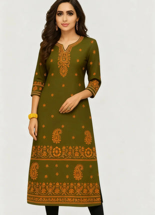Muslim Dress Kurt Women's Fashionable And Elegant Long Sleeved Straight Tube Casual Round Neck Pattern Robe Traditionnelle Arabe
