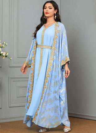 Women's Eid Abaya 2-Piece Set — Embroidered Jalabiya Party Dress
