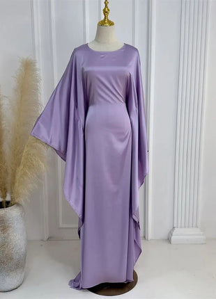 Eid Shiny Batwing Satin Abaya Dubai Luxury 2024 Muslim Abayas For Women Maxi Kaftan Dress Islamic Clothing Caftan Marocain Femme