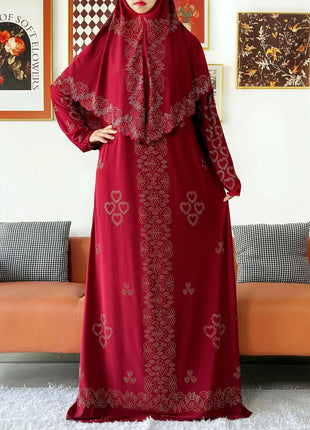 Muslim Two Piece Set Hijab Prayer Dress Fashion Abaya Set Women Prayer Garment Hijab Long Khimar Long Dress Sets Islamic Ramadan