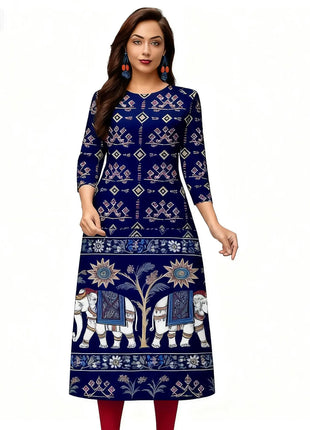 Muslim Women Casual Comfortable Kurt Dress Straight Tube Ethnic Peacock Abito Donna Musulmana Girls Prayer Dress