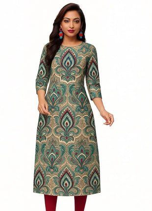 Muslim Kurtta Women's Turkish Abaya Comfortable Kurt Dress Straight Tube Slit hem Peacock Casual Ethnic Middle Eastern Arabic