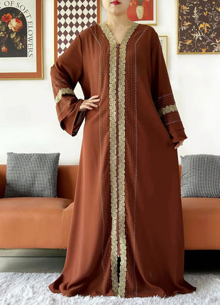 Newest Women Party Dress Chiffon Lace Open Abaya with Zipper Muslim Women Abaya Islamic Clothing Cardigan Muslim Loose Dress