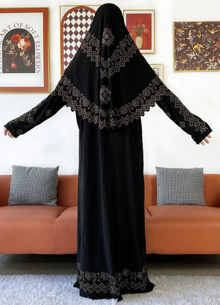 Muslim Two Piece Set Hijab Prayer Dress Fashion Abaya Set Women Prayer Garment Hijab Long Khimar Long Dress Sets Islamic Ramadan