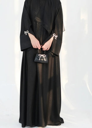 Eid Muslim Abaya for Women Bow Dresses Jalabiya Vestidos Split Sleeve Ramadan Morocco Dubai Long Robe Party Islam Kaftan 2025