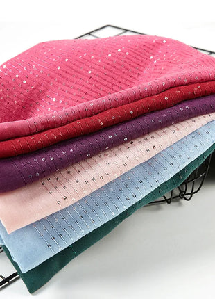 Cotton Linen Hijabs Scarf Turban Hijab Comfort Wearing Soft Paillette Shawls Fringed Muslim Fashion Women Scarves Hijab Ramadan