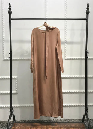 Fashion Sliky Djellaba Muslim Dress Dubai Full Length Flare Sleeved Soft Abaya Dubai Turkey Muslim Islam Robe WY921