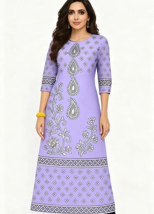 Muslim Dress Kurt Women's Fashionable And Elegant Long Sleeved Straight Tube Casual Round Neck Color Pattern Abaya Luxury