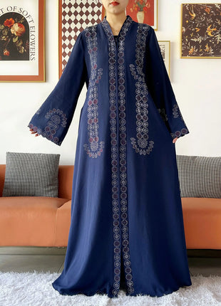 2025 Women Elegant Party Dress Chiffon Open Zipper Loose Abaya Muslim Women Dress Islamic Clothing Cardigan Abaya Muslim Dress