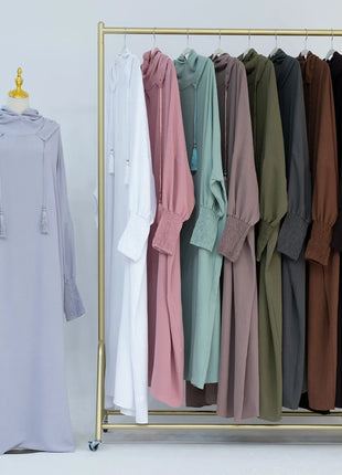 2024 Clothes for Muslim Women Fashion Summer Autumn Muslim Long Sleeve Solid Color Long Abaya Hijab Dress Kaftan Abaya Dubai