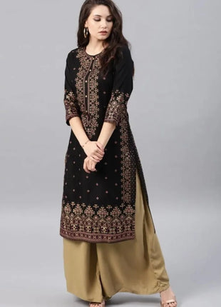 Women's Peacock Pattern Muslim Abaya — Elegant Loose O-Neck Dress