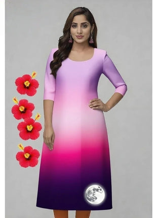 National style Kurt Women's Fashion Comfortable Slit hem Straight Casual Ethnic Flowers Pattern Robe Musulman Femme