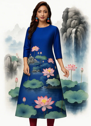 Muslim Women Casual Comfortable Kurt Dress Straight Tube Ethnic Peacock All Occasions Such As Birthday Abito Donna Musulmana