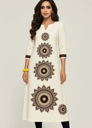 Dress Kurt women's Fashionable Long Sleeved Straight Tube Casual Elephant Pattern 2026 robe marocain islamic prayer clothes