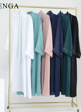 2024 Muslim Modest Cardigan for Women Eid Arab Abaya Dubai Dress Islamic Daily Long Sleeve Clothing Turkey Solid Color Coat Robe