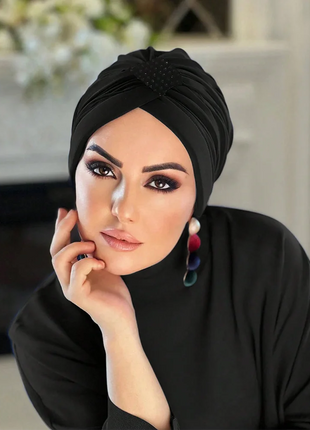 Women Hijab Caps Elastic Fabric Diamonds Muslim Instant Turban Bonnet Ready To Wear Hijabs Hot fix Decoration