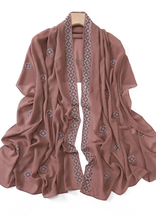 Fashion Rhinestone Chiffon Long Scarf Shawl for Women Head Wrap Hijab Turban Islam Veil Bandanas Bufanda Foulard Turbante Mujer