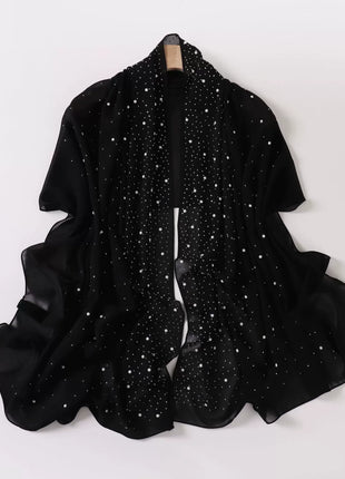 Hot Diamond Pearl Chiffon Hijabs for Women Muslim Fashion Long Shawl Head Wrap for Women Turbans for Women Ramadan Turban Femme