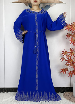 2025 New Abaya Dubai Luxury Muslim Dress for Women Elegant Arabic Femme Abaya Diamond Loose Islamic Long Sleeve Turkey Clothing