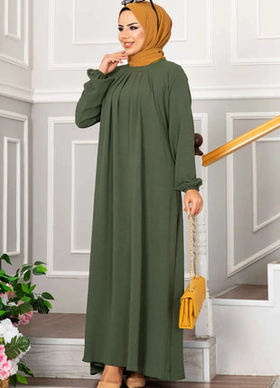 Women Eid Muslim Dress Ramadan Morocco Pleated Party Dresses Dubai Kaftan Islam Vestidos Arab Long Robe Solid Abaya Modest