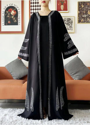 2024 Women Elegant Party Dress Chiffon Open Abaya Muslim Women Dress Islamic Clothing Cardigan Abaya Women Muslim Dress