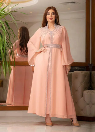 Luxury Abaya Diamonds Muslim Elegant Women Dresses Caftan Moroccan Dubai Kaftan Gown Evening Party Eid Long Maxi Dresses
