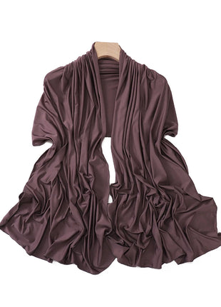 Luxury Wavy Edge Jersey Hijab for Women Solid Color Milk Silk Scarf Headscarf Autumn Shawl Stretchy Chiffon Scarf Ramanda