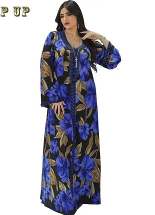 Ramadan Luxury Muslim Fashion Bat Sleeve Moroccan Turkiye Dubai Dress Middle East Arab Dress Sequins Golden Velvet Long Dress