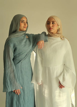 Two Piece Middle East Muslim Cardigan Set for Women Ramadan Eid Dubai Modest Abaya Dress Elegant Islam Solid Turkey Robe Outfit
