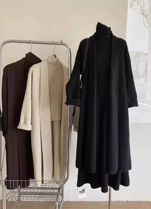 3 Piece Set Muslim Women Waistcoat Cardigan Sweater Coat Knitted Long Skirt Suit Knitting Skirts Ensemble Morocco Casual Outfits
