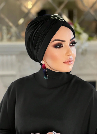 Women Hijab Caps Elastic Fabric Diamonds Muslim Instant Turban Bonnet Ready To Wear Hijabs Hot fix Decoration