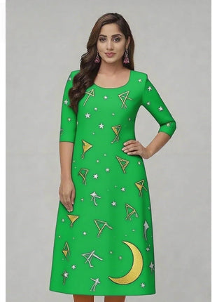 Muslim Peacock Kurtta Women Casual Fashion Dress National style Straight Tube Casual Ethnic Flower Abaya Musulmane Slit hem