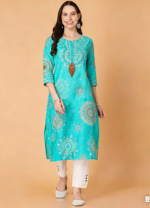 Muslim Black Dress Kurt Women's Fashionable Slit hem Straight Tube Casual Flowers Elephant Pattern Islamic Abito Donna Musulmana