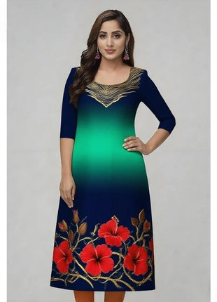 Muslim Kurtta Women Casual Fashion Dress Straight Tube Casual Ethnic Vetement Femme Flowers National style Kaftan Dress Moroccan