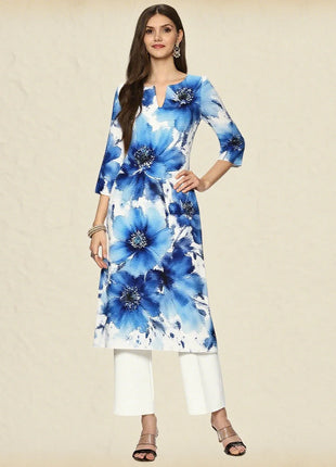 Muslim Dress Kurt Women's Fashionable And Elegant Straight Tube Casual Round Neck Colorful Flowers Pattern Dress Abiti Lunghi
