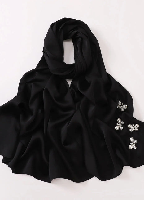 New Bubble Chiffon Hijab Scarf Handmade Flower Beaded Anchor Satin Silk Scarf  Hijabs for Women Turban Femme Ramadan Islamic