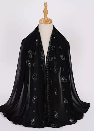 Hot Diamond Pearl Chiffon Hijabs for Women Muslim Fashion Long Shawl Head Wrap for Women Turbans for Women Ramadan Turban Femme