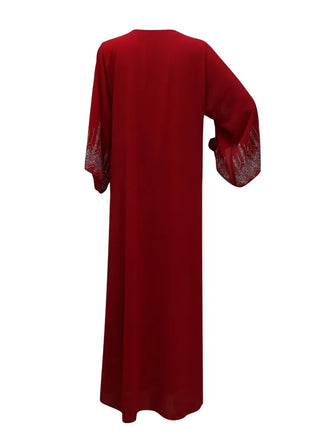 2024 Dubai Abaya Autumn Fashion Muslim Long Sleeve V-neck Party Evening Maxi Dress Kaftan clothes for Muslim Dress Women Outfits