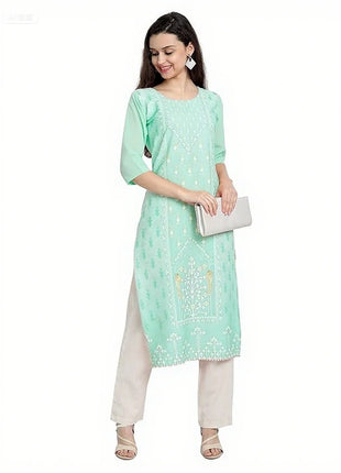 Muslim Kurtta Women's Casual Fashion Dress Slit hem Straight Tube Casual Ethnic Peacock National Style Abito Donna Musulmana