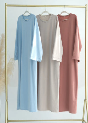 2024 New Modest Dress Solid Color Inner Dresses Muslim Women Dubai Abaya Eid Ramadan Islam Clothing Turkey Arabic Robe