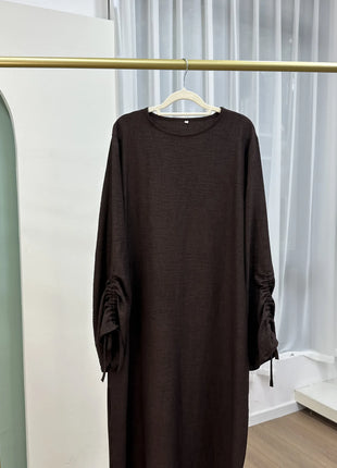 Eid Modest Dress for Women Abaya Lace-up Sleeve Morocco Party Dresses Ramadan Vestidos Largos Kaftan Islam Dubai Arab Long Robe