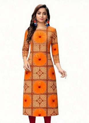 Muslim Women Kurt Casual Dress Slit hem Straight Casual Ethnic Peacock Mandarin Flowers Regular Size 3D Design Suitable