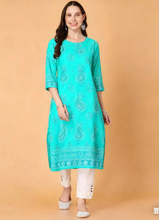 National style Kurt Women's Fashion Comfortable Slit hem Straight Casual Ethnic Flowers Pattern Robe Abito Donna Musulmana