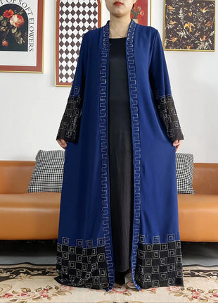 Latest Women Elegant Dresses Dubai Party Outfits Long Sleeve Chiffon Dashiki Muslim Women Robe Open African Abaya Clothing